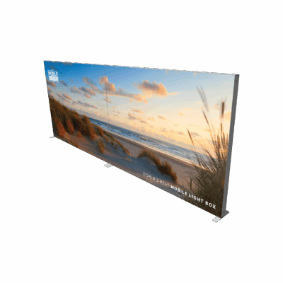 Large 20ft illuminated backdrop display with SEG backlit graphics for trade shows and events