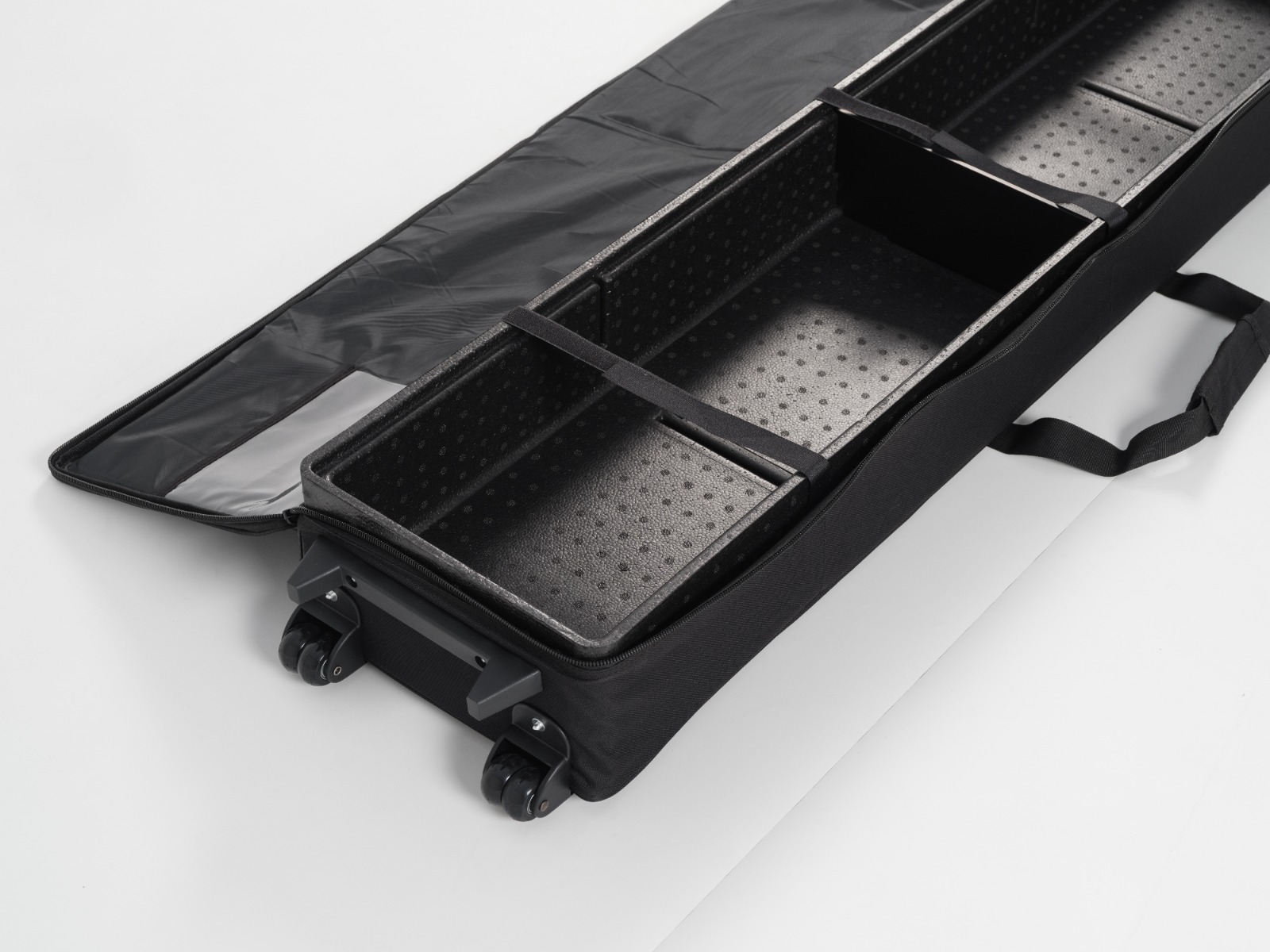 Open Mobile Light Box accessory bag for storing banners and small display parts.
