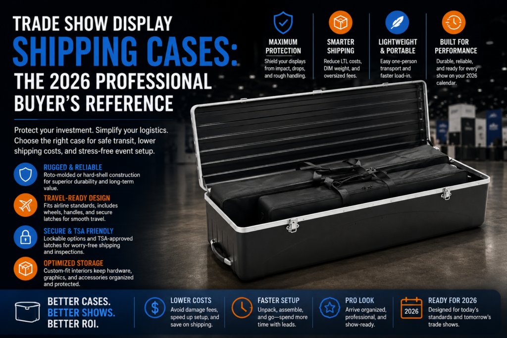 Trade show display shipping cases for portable SEG light box systems with protective hard-shell construction